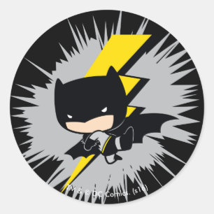Chibi Batman Lightning Kick Ronde Sticker