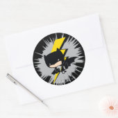 Chibi Batman Lightning Kick Ronde Sticker (Envelop)
