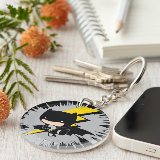 Chibi Batman Lightning Kick Sleutelhanger (Voorkant Rechts)