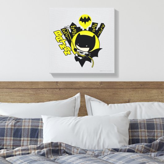 Chibi Batman Scaling the City Canvas Afdruk (Insitu (Slaapkamer))