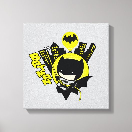 Chibi Batman Scaling the City Canvas Afdruk (Voorkant)