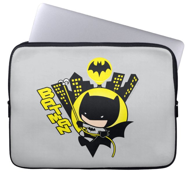 Chibi Batman Scaling the City Laptop Sleeve (Voorkant)