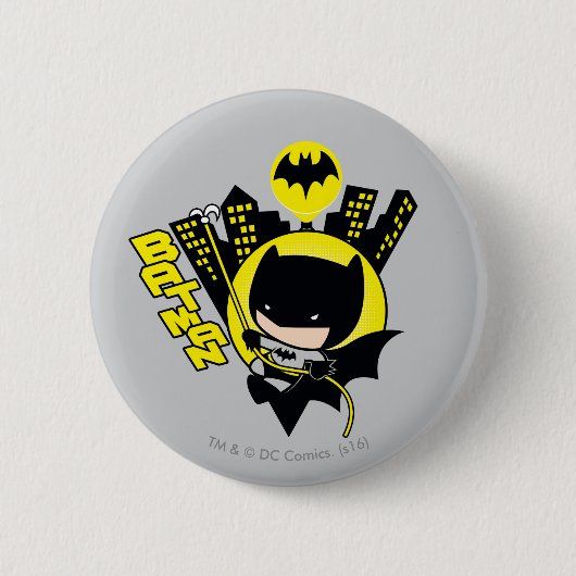 Chibi Batman Scaling the City Ronde Button 5,7 Cm (Voorkant)