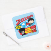 Chibi Batman te traag! Vierkante Sticker (Envelop)