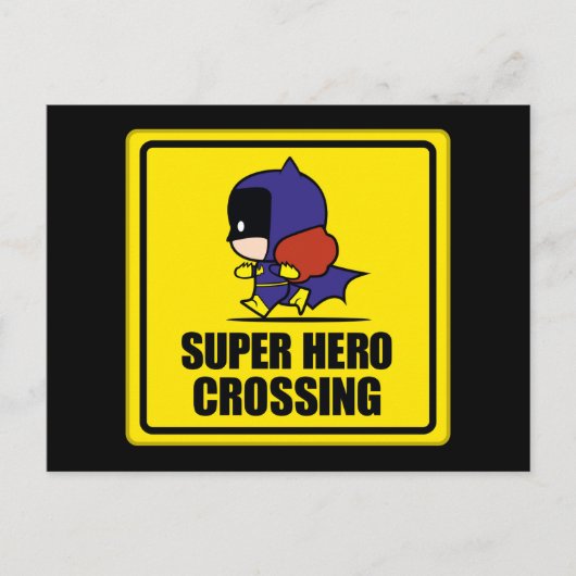 Chibi Batoman Super Hero Crossing Sign Briefkaart (Voorkant)