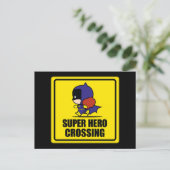 Chibi Batoman Super Hero Crossing Sign Briefkaart (Staand voorkant)