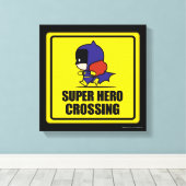 Chibi Batoman Super Hero Crossing Sign Canvas Afdruk (Insitu (Houten vloer))