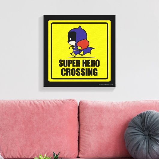 Chibi Batoman Super Hero Crossing Sign Canvas Afdruk (Insitu (Woonkamer))