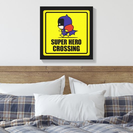 Chibi Batoman Super Hero Crossing Sign Canvas Afdruk (Insitu (Slaapkamer))