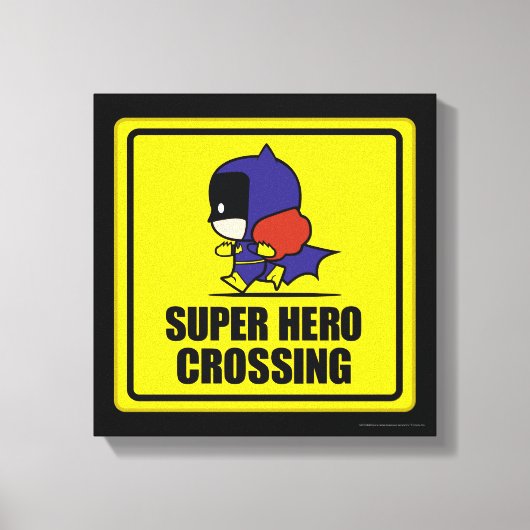 Chibi Batoman Super Hero Crossing Sign Canvas Afdruk (Voorkant)