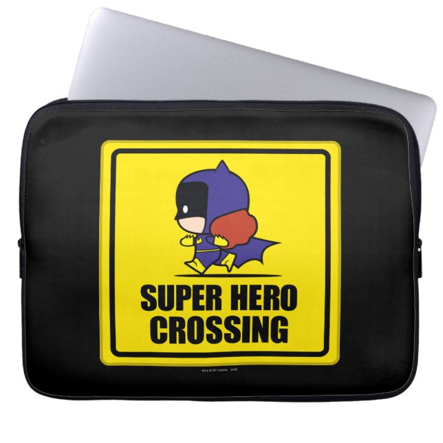 Chibi Batoman Super Hero Crossing Sign Laptop Sleeve (Voorkant)