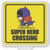 Chibi Batoman Super Hero Crossing Sign Sticker (Voorkant)
