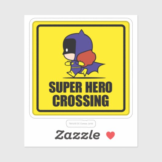 Chibi Batoman Super Hero Crossing Sign Sticker (Vel)