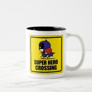 Chibi Batoman Super Hero Crossing Sign Tweekleurige Koffiemok