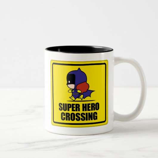 Chibi Batoman Super Hero Crossing Sign Tweekleurige Koffiemok (Rechts)