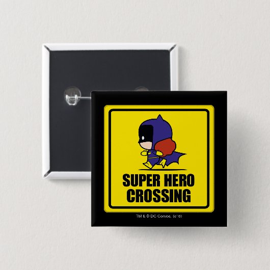 Chibi Batoman Super Hero Crossing Sign Vierkante Button 5,1 Cm (Voorkant /achterkant)