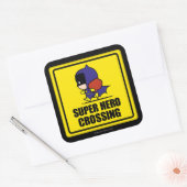 Chibi Batoman Super Hero Crossing Sign Vierkante Sticker (Envelop)