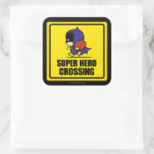 Chibi Batoman Super Hero Crossing Sign Vierkante Sticker (Tas)
