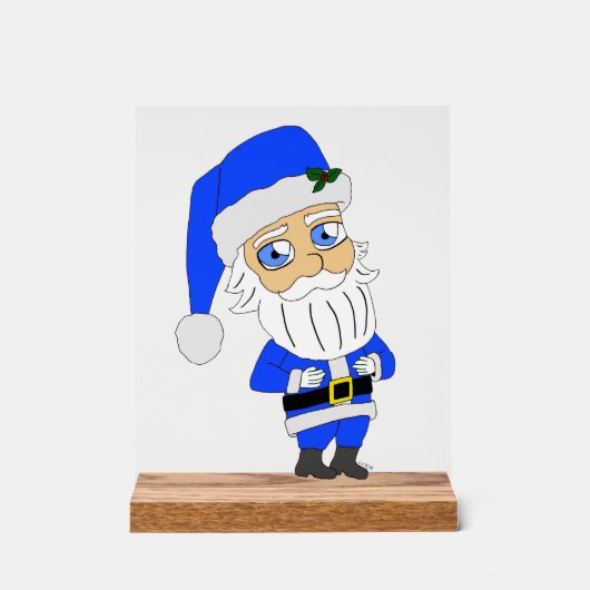 Chibi Blue Suit Santa Acryl Bord (Voorkant)
