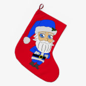 Chibi Blue Suit Santa Grote Kerstsok (Voorkant (Hangend))
