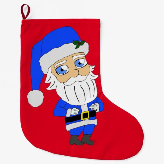 Chibi Blue Suit Santa Grote Kerstsok (Voorkant)