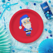 Chibi Blue Suit Santa Papieren Bordje (Feest)