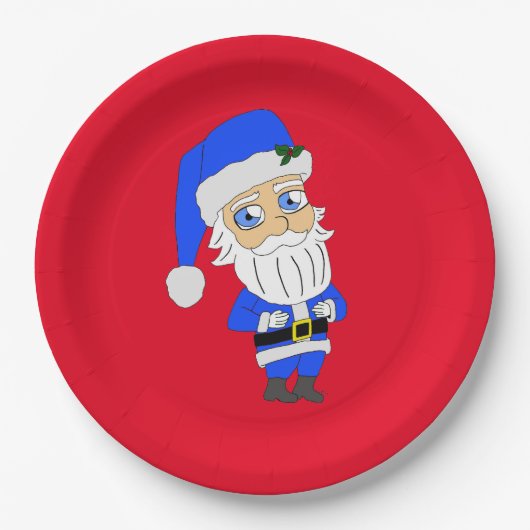 Chibi Blue Suit Santa Papieren Bordje (Voorkant)