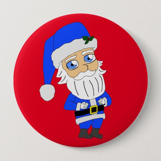 Chibi Blue Suit Santa Ronde Button 4,0 Cm (Voorkant)