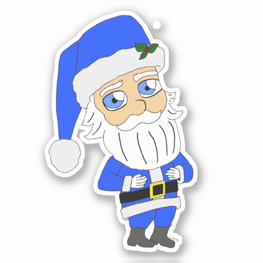 Chibi Blue Suit Santa Sticker (Voorkant)