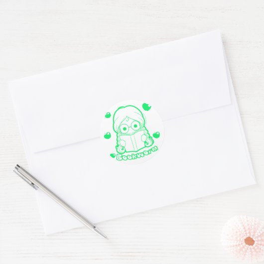 Chibi Boekenworm Sticker (Envelop)