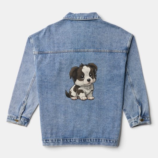 Chibi Border Collie Denim Jacket (Achterkant)