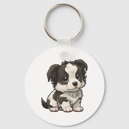 Chibi Border Collie Sleutelhanger (Voorkant)