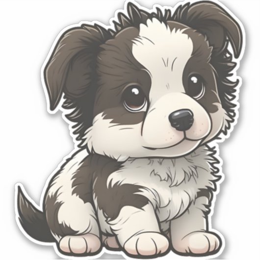 Chibi Border Collie Sticker (Voorkant)