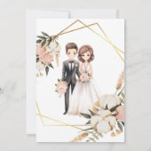 Chibi bruidegom en bruid bruiloft uitnodiging (Achterkant)