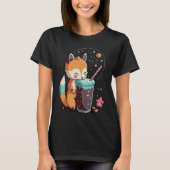 Chibi Bubble Tea Fox  Boba Tea T-shirt (Voorkant)
