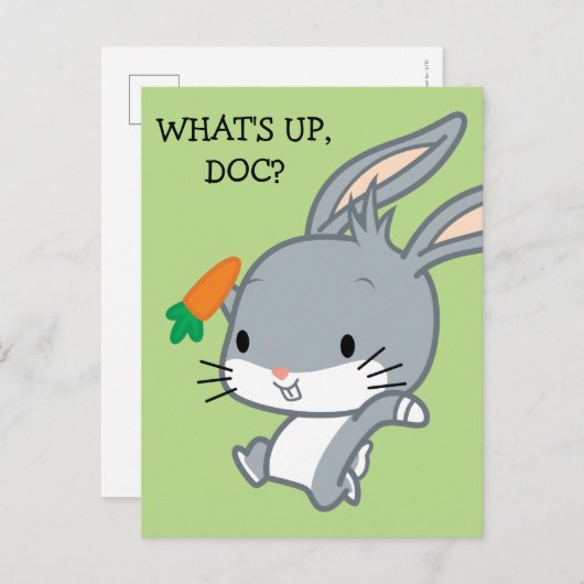 Chibi BUGS BUNNY™ met wortel Briefkaart (Voorkant / Achterkant)
