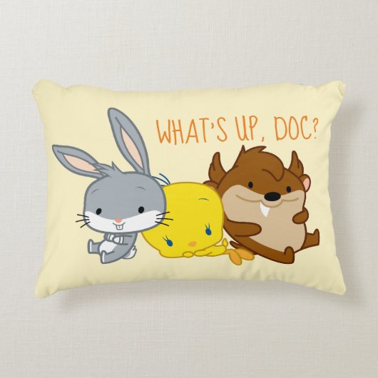 Chibi BUGS BUNNY™, TWEETY™ & TAZ™ Accent Kussen (Voorkant)