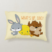 Chibi BUGS BUNNY™, TWEETY™ & TAZ™ Accent Kussen (Achterkant)