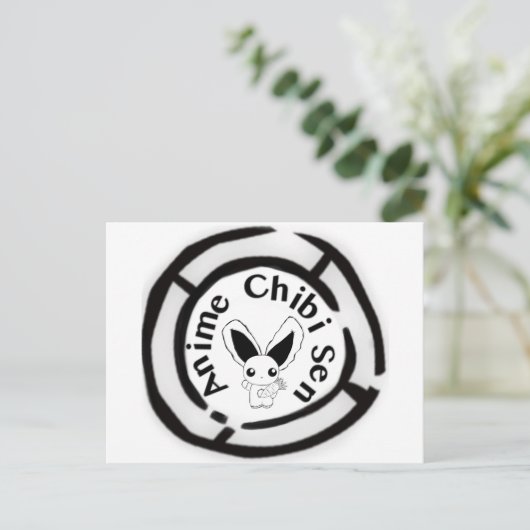 Chibi Bunny Briefkaart (Staand voorkant)