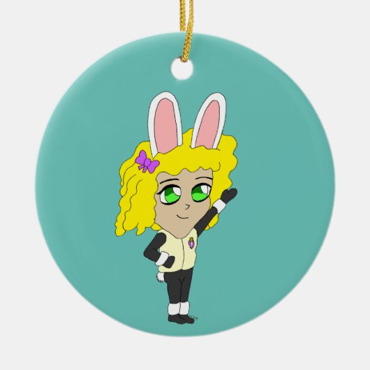 chibi bunnygirl keramisch ornament (Voorkant)