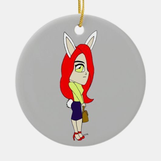 chibi bunnygirl keramisch ornament (Voorkant)