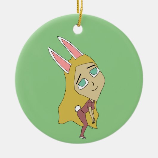 chibi bunnygirl keramisch ornament (Voorkant)