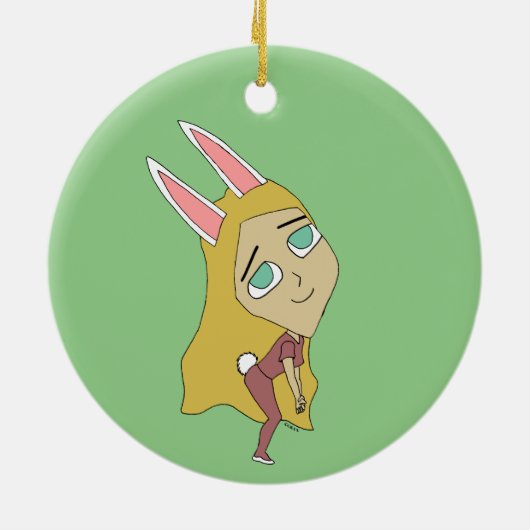 chibi bunnygirl keramisch ornament (Achterkant)