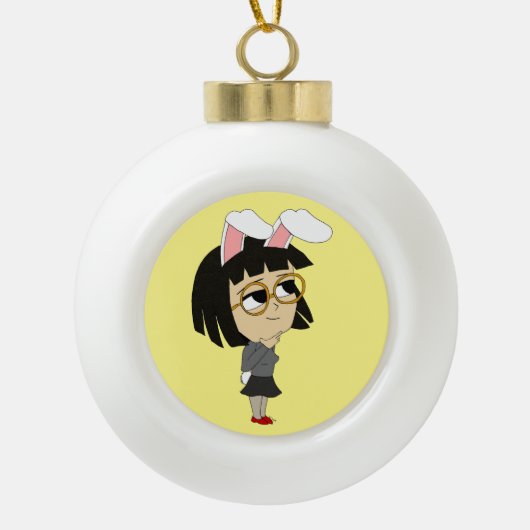 chibi bunnygirl keramische bal ornament (Voorkant)