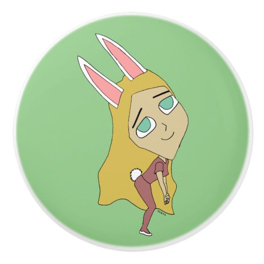 chibi bunnygirl keramische knop (Voorkant)