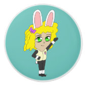 chibi bunnygirl keramische knop (Voorkant)