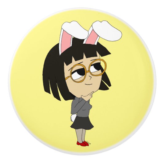 chibi bunnygirl keramische knop (Voorkant)