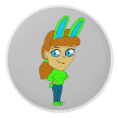 chibi bunnygirl keramische knop (Voorkant)