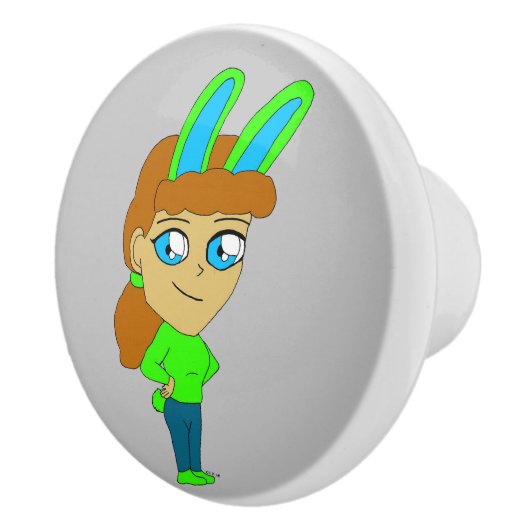 chibi bunnygirl keramische knop (Rechts)