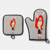 chibi bunnygirl ovenwant & pannenlap set (Voorkant)